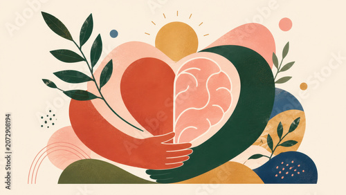 Self Compassion and Mental Health Support Illustration