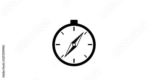 Minimalist black compass icon isolated on white background