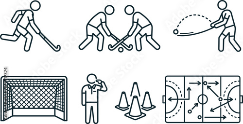Obraz na plátne Field hockey training and gameplay illustrations