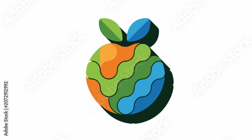 A colorful stylized illustration of a fruit