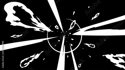 Tableau sur toile Abstract anime speed lines and explosive impact effect with energy burst and meteor fragments