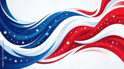 Patriotic american wave design with stars and stripes fourth of july illustration