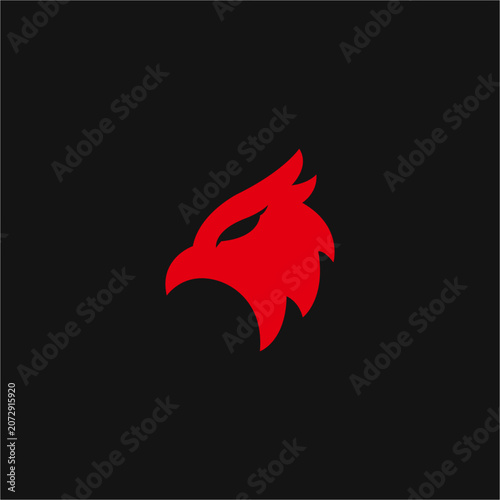 Red hawk head icon vector. Eagle head flat vector logo design.