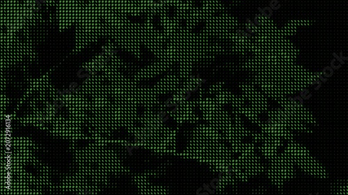 Looping ASCII animation of tree branches and foliage moving in the wind. Digital nature inspired background combining organic forms, technology aesthetics and environmental themes.