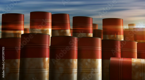 Foto Indonesia oil crude petroleum fuel barrels in row