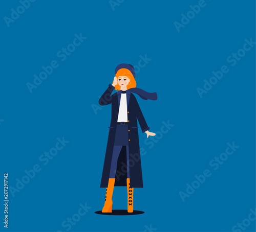 Young woman. Vector flat style cartoon illustration