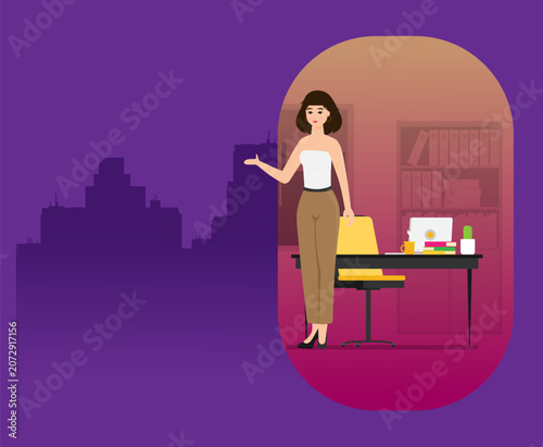 Start your business landing flat design colored vector illustration