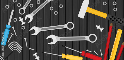 Flat repair icon set. Mechanic service concept vector