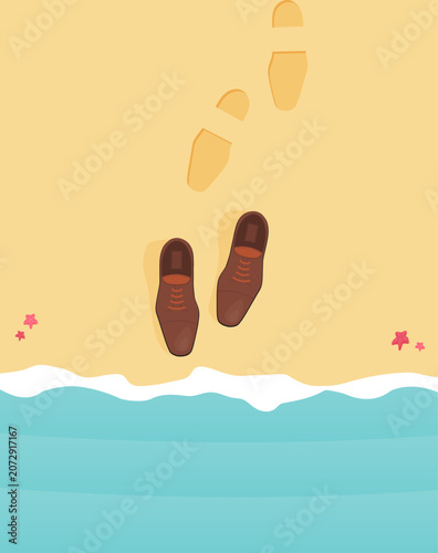 Summer holidays vector illustration,flat design beach and business object concept