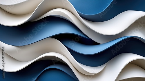 Abstract gradient waves in black blue and white modern seamless texture background