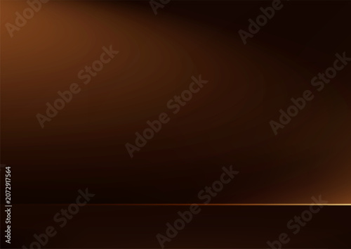 Empty dark gold, brown studio room background Space for selling products, backdrop, wallpaper, background, text. Empty Room Studio with table. Vector illustration.