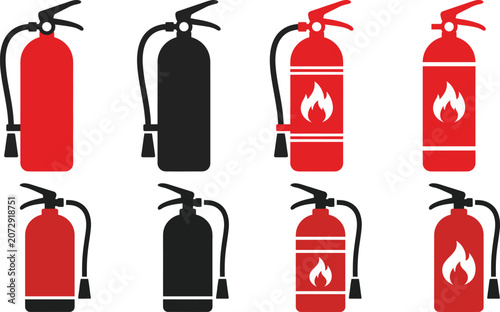 Set of fire extinguisher icons, vector illustration