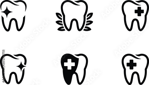 Foto Vector icons of dental health and care featuring teeth natural freshness medical