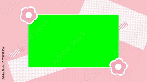Cute Floral Frame Background with Green Screen Placeholder for Custom Content