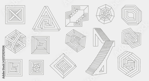 Geometric Optical Illusion Art: Impossible Shapes & Staircases