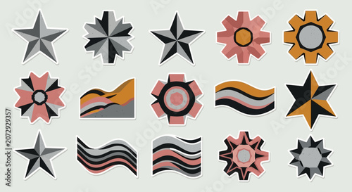Geometric Shapes, Abstract Graphics, Stars, Gears, Waves, Vector Icons