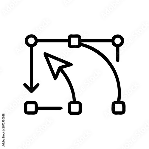 Design graphic pen tool selection arrow icon outline flat vector.