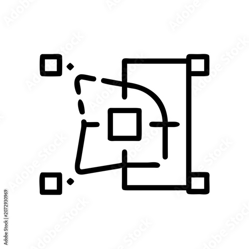 Path selection bezier tool vector icon, simple flat design.