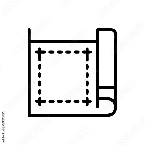 Vector artboard with dotted line area and rolled up corner icon design.
