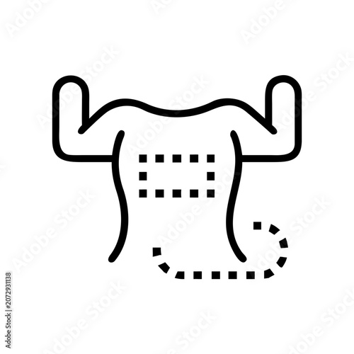 A human torso outline with highlighted areas indicating muscle or body regions.