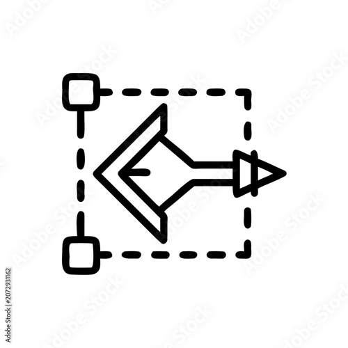 Vector artboard resize with right arrow and dotted line rectangle icon.