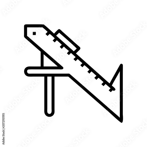 Vector ruler for measurement with square and diagonal line icon design.