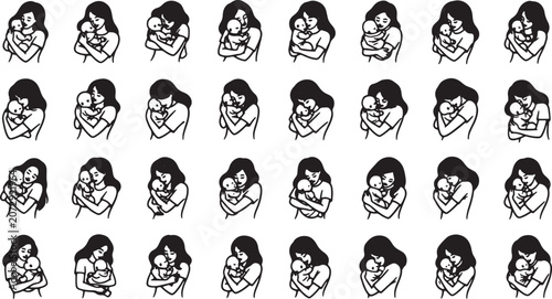 Mother Holding Baby Silhouette Collection: Love and Nurturing