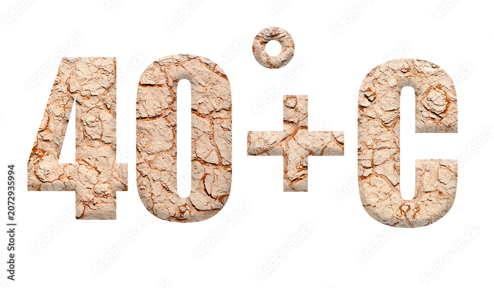 Fototapeta premium Digital composite. .40˚+C with an overlay of parched earth. .. ..PNG file