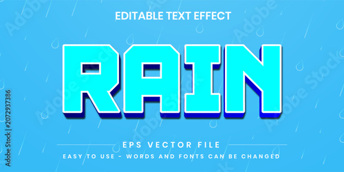 Rain Cyan Blue Water Drops 3D Editable Text Effect