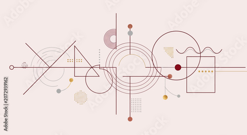 Modern Geometric Abstract Design with Circles and Lines