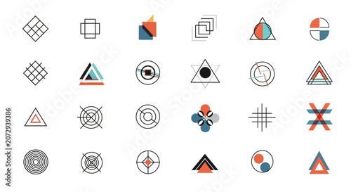 Geometric Logos and Icons Set, Abstract Shapes, Minimalist Design