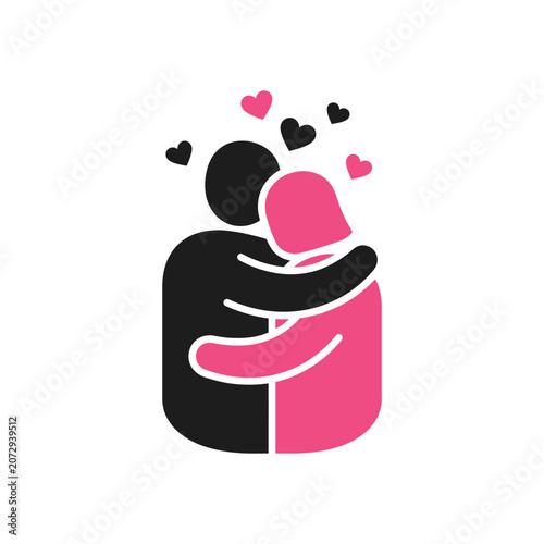 Couple Hugging with Hearts Icon