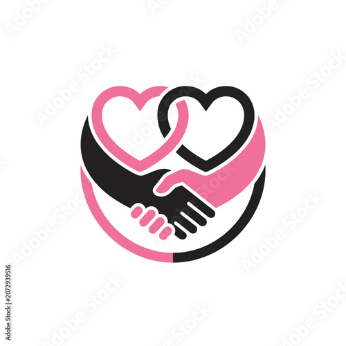 Interlocking Hearts Embrace Hands Symbol