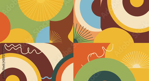Retro Geometric Pattern - Abstract Shapes and Colors