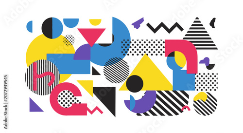 Retro Memphis Pattern Geometric Shapes Abstract Background