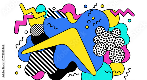 Retro Memphis Style Abstract Shapes and Patterns