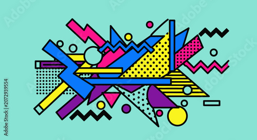 Retro 80s Memphis Style Geometric Abstract Design