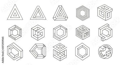 Retro Optical Illusions and Impossible Shapes Set