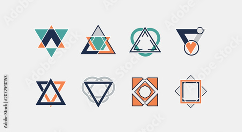 Geometric Abstract Logos or Icons Set - Triangles and Shapes