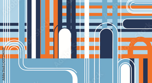 Geometric Abstract Pattern with Arches and Stripes