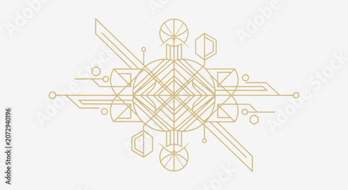 Geometric Gold Mandala Art Deco Style Abstract Graphic Design