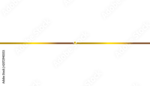Elegant gold and brown gradient horizontal line divider with a central diamond accent, isolated on transparent background