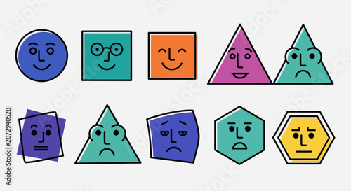 Geometric Shapes with Faces and Emotions