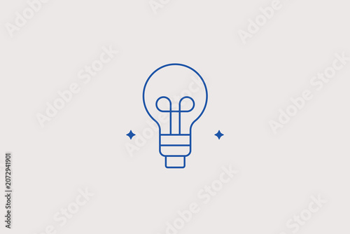 Obraz na plátně Glass incandescent light bulb outline line icon for marketing agency