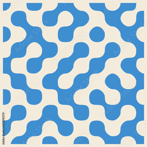 Seamless mid century modern tile pattern in blue and cream