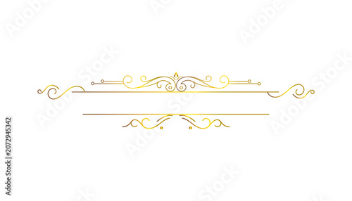 Elegant golden decorative divider with ornate flourish design, perfect for luxury invitations and certificates, isolated on transparent background
