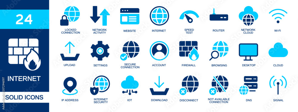 Fototapeta premium 24 internet icons clip art illustration for graphic design
