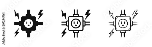 Cuadro en lienzo Electric power socket and plug adapter icons set, energy and electricity
