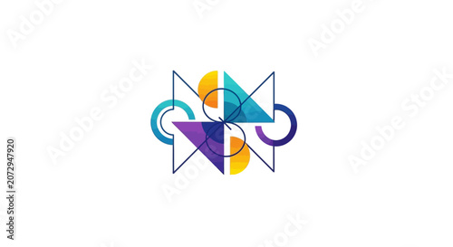 Geometric Logo Design: Abstract Shapes, Gradient Colors, Modern Icon