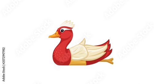 Red Swan Bird Illustration Isolated on White Background